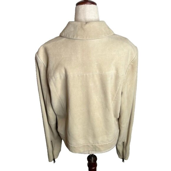 Madewell $498 Shrunken Zip-Front Jacket in Suede Light Sand Size 6 NO887 - Picture 5 of 11